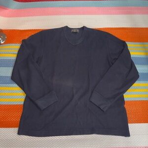 Vintage Eddie Bauer Navy Blue V-Neck Knit Sweater Men’s Size Large
